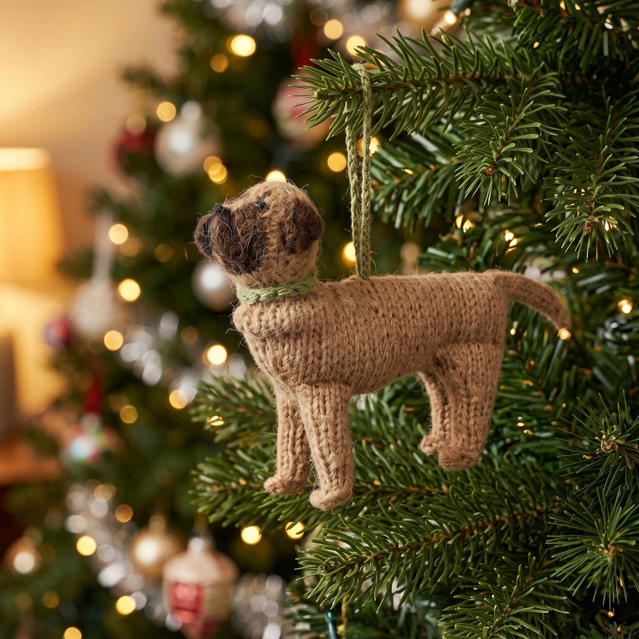 Mastiff Dog Hand Knit Christmas Ornament