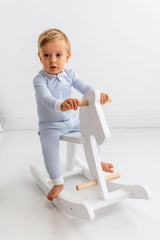 Blue Stripes Pima Cotton Baby One-Piece Pajamas