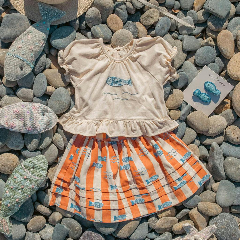 S/S Ruffle Skirt Set in Fiori di Mare