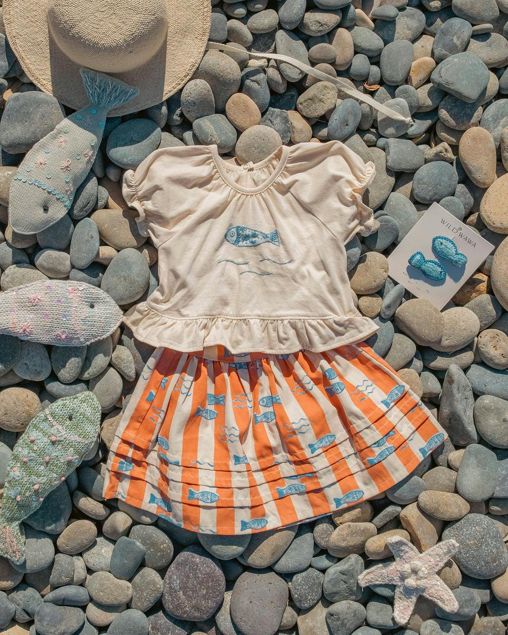 S/S Ruffle Skirt Set in Fiori di Mare