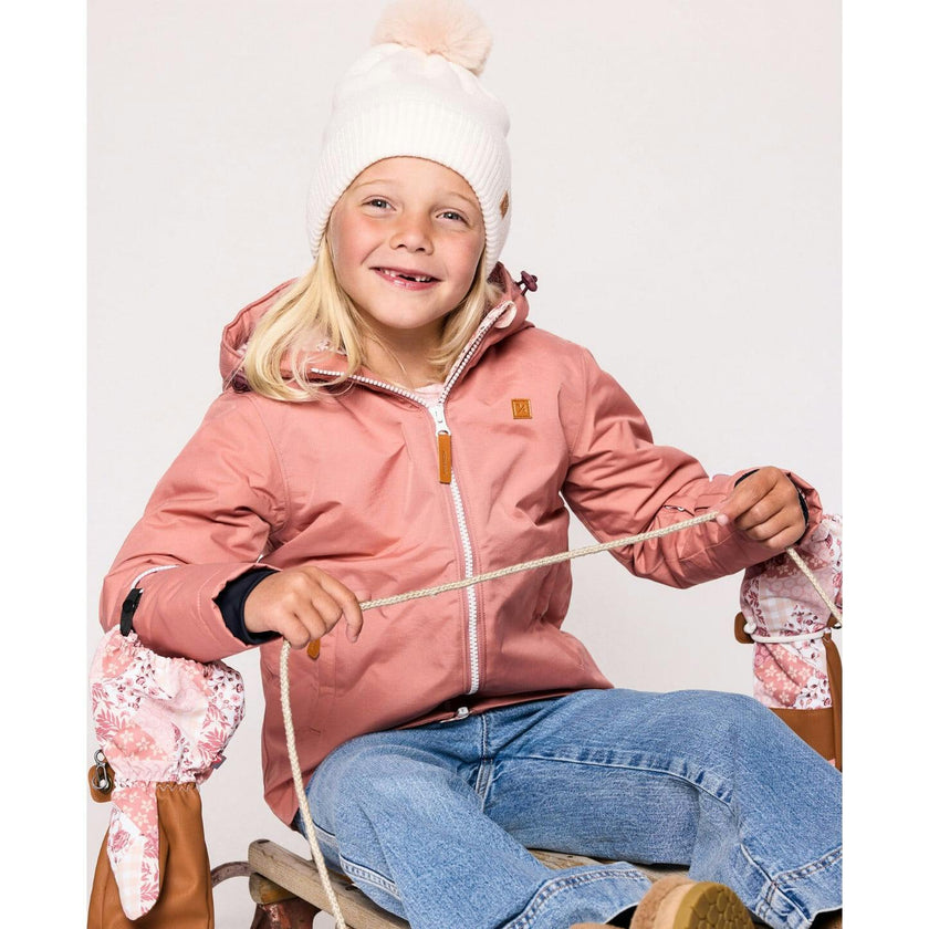 Kids Knit Winter Hat with Faux Fur Pom
