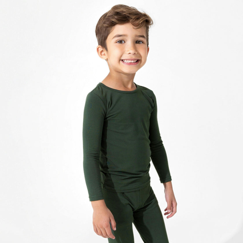 Pine Green Bamboo Kids Pajamas