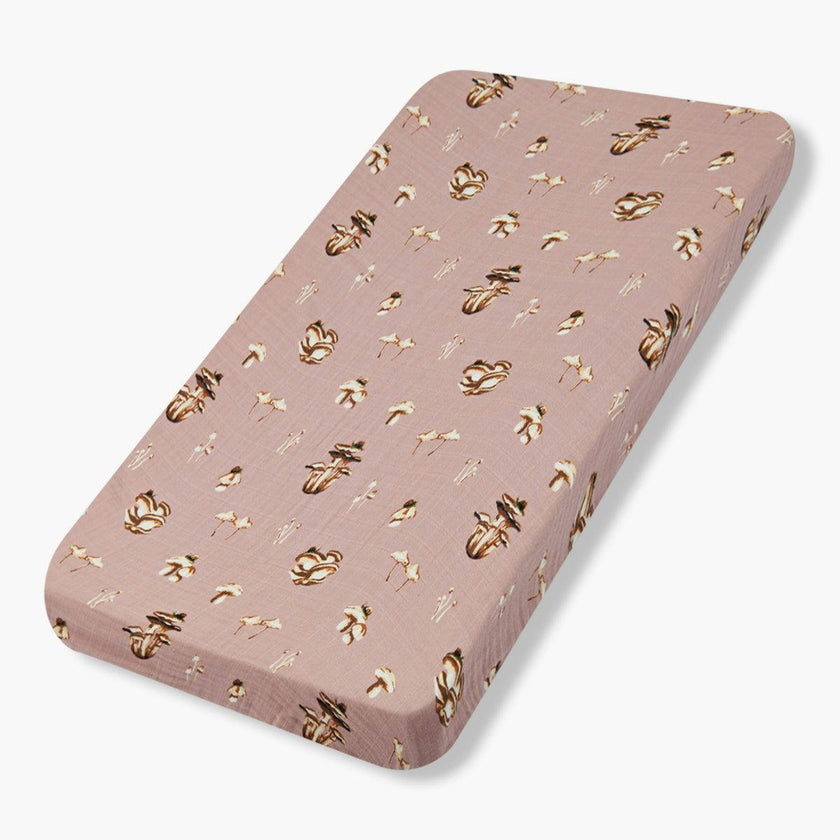 Mushroom Organic Cotton Crib Sheet