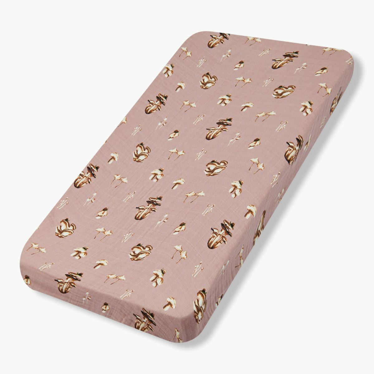 Mushroom Organic Cotton Crib Sheet