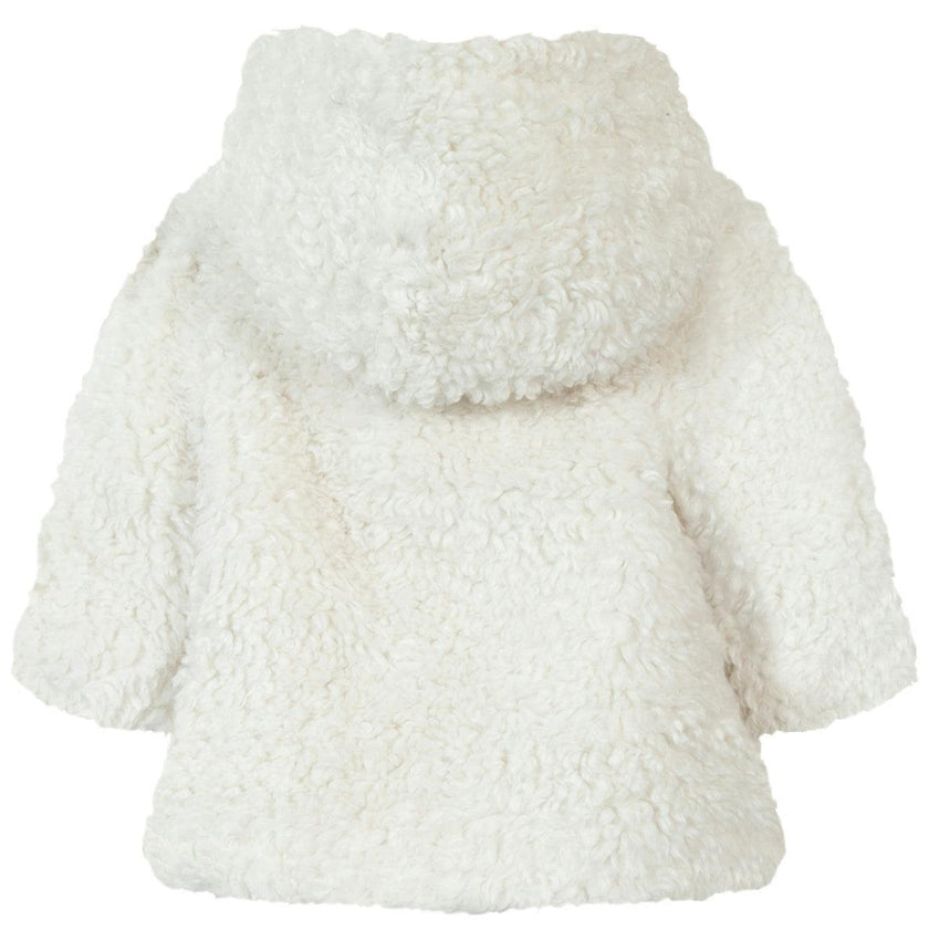 TARTINE ET CHOCOLAT Faux Fur Hooded Baby Coat, White