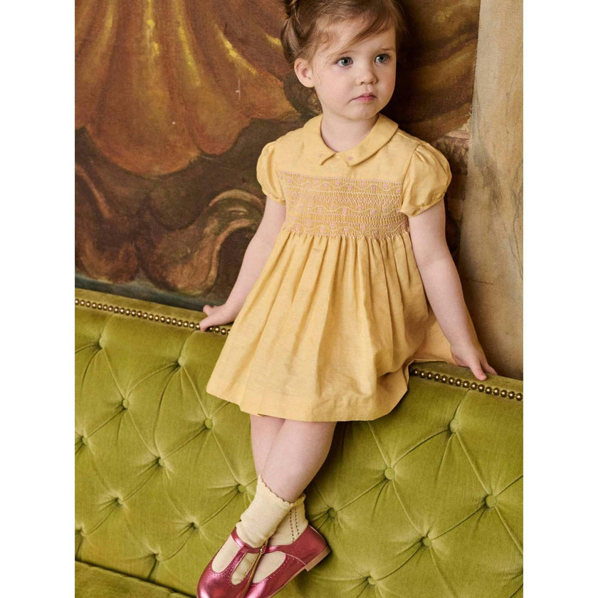 Nicky Hilton x La Coqueta Lemon Dolly Baby Girl Hand-Smocked Set