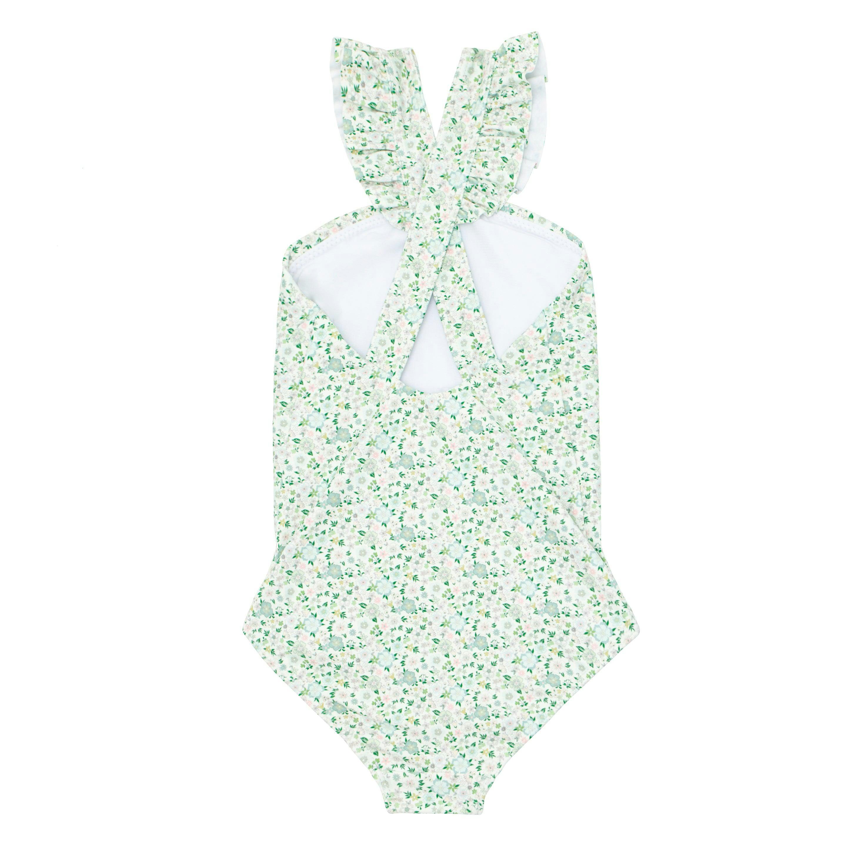 girls sea marsh floral v-neck crossover one piece