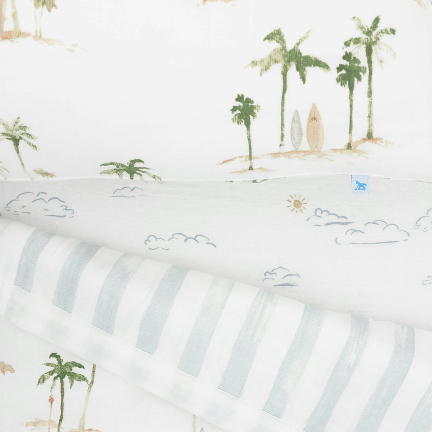 Cotton Muslin Toddler Bedding 3 Piece Set - Palm Paradise