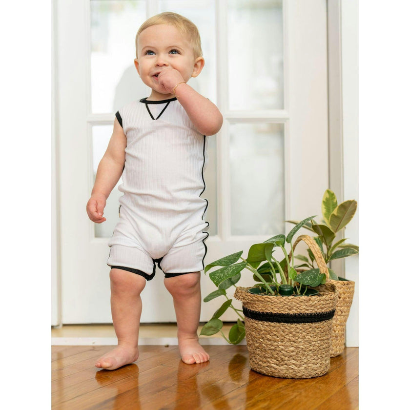 Piped Ribbed Romper