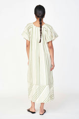 Vienna Pintuck Dress in Garden Stripe
