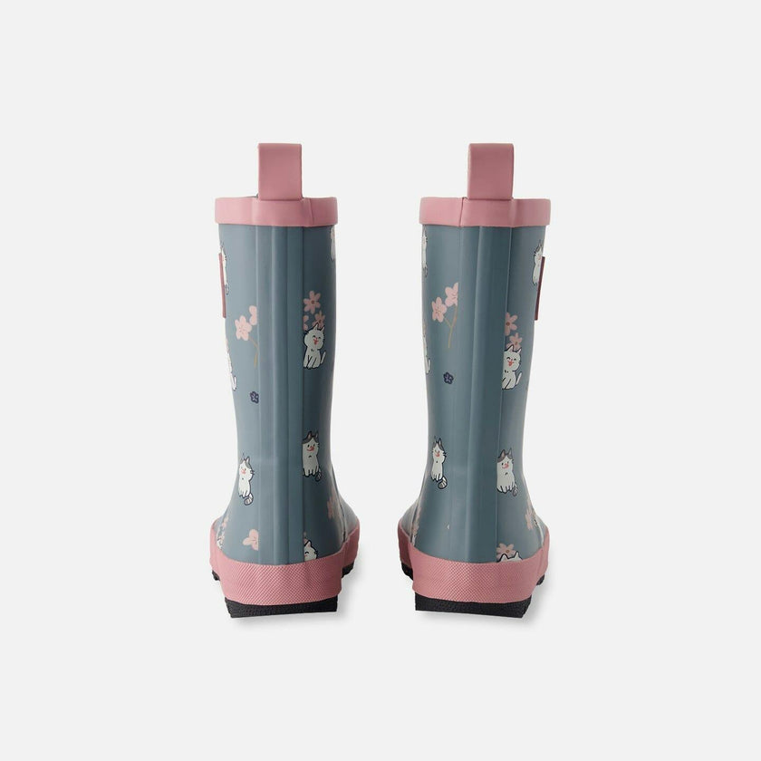 Rain Boots In Natural Rubber Green Print