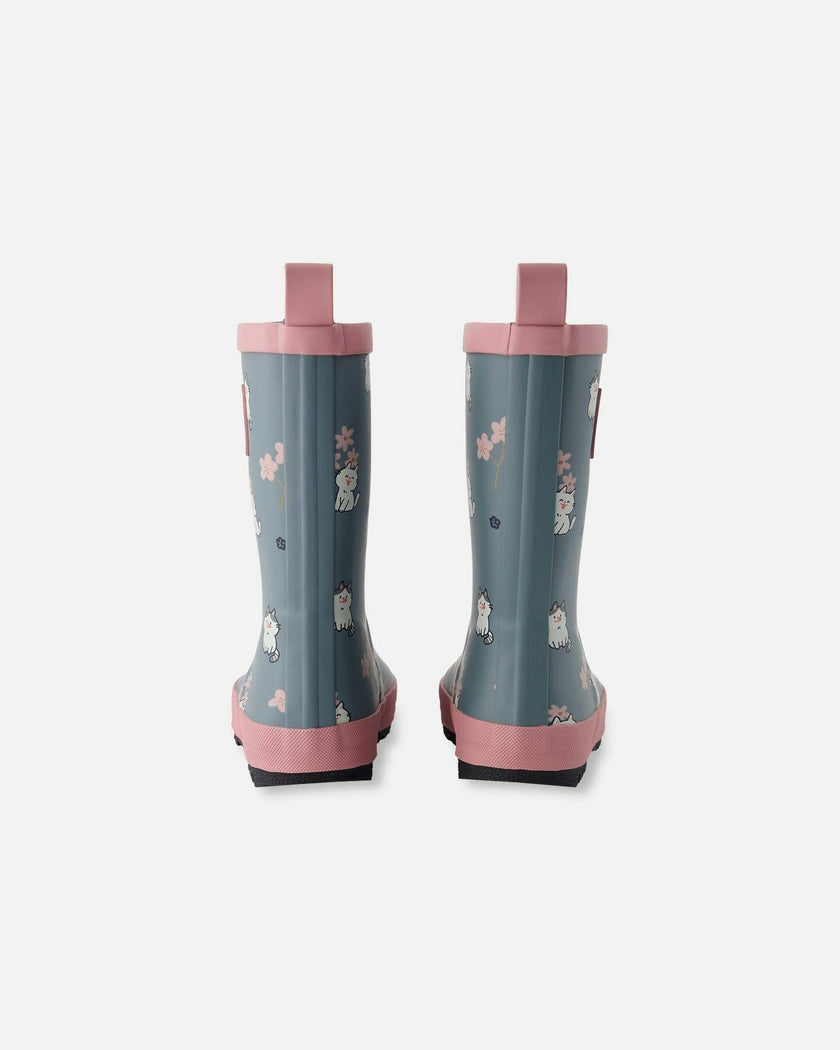 Rain Boots In Natural Rubber Green Print