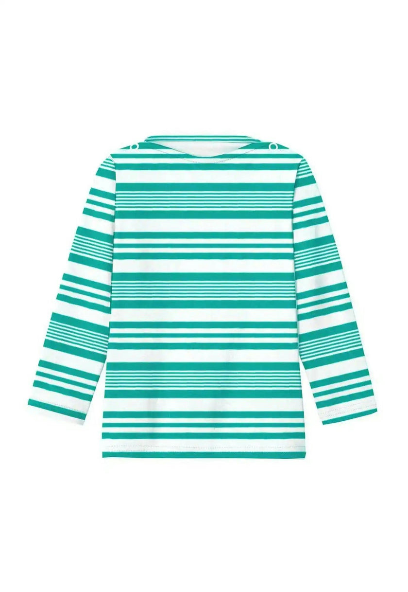 Boys' anti-UV T-shirt, green striped | T-SHIRT MALO