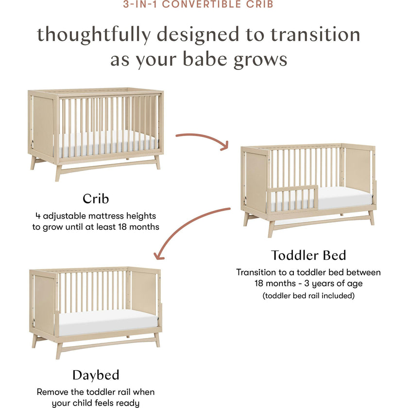 Peggy 3-In-1 Convertible Crib With Toddler Bed Conversion Kit