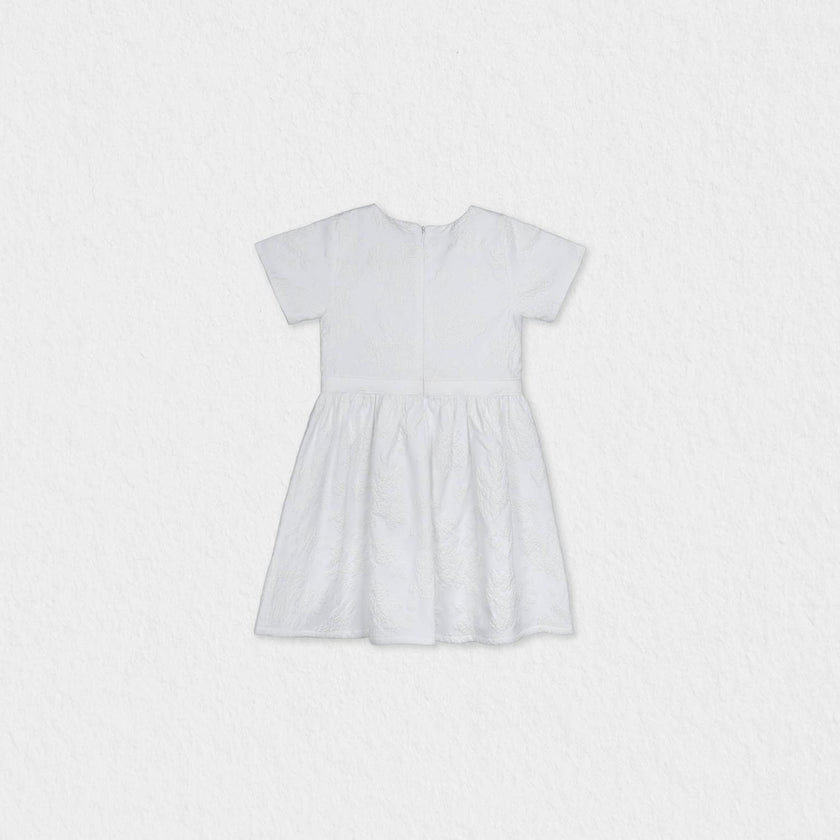 Eryna Baby Dress Short Sleeve, White Grape Embroidery