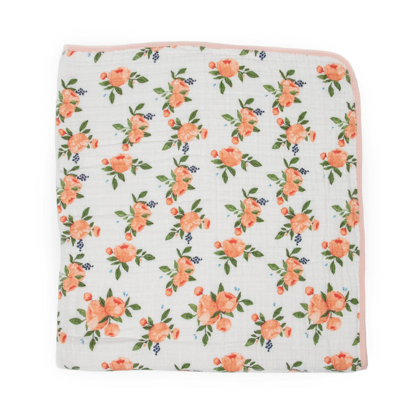 Original Cotton Muslin Quilt - Watercolor Roses 2