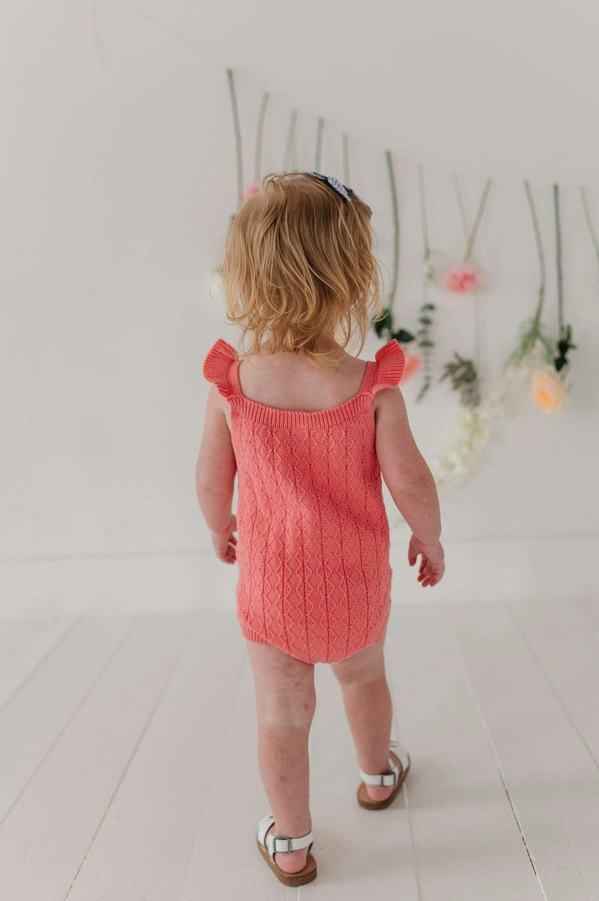 Baby Girl Knit Sweater Bodysuit in Strawberry Ice