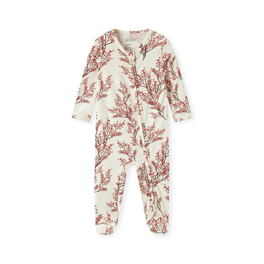 Winterberry Cotton Stretch Zipper Footed Romper