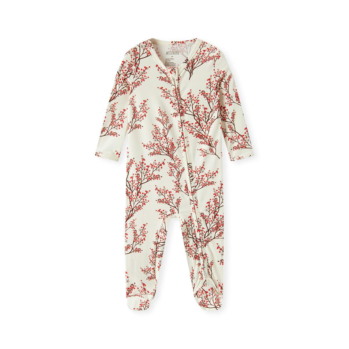 Winterberry Cotton Stretch Zipper Footed Romper