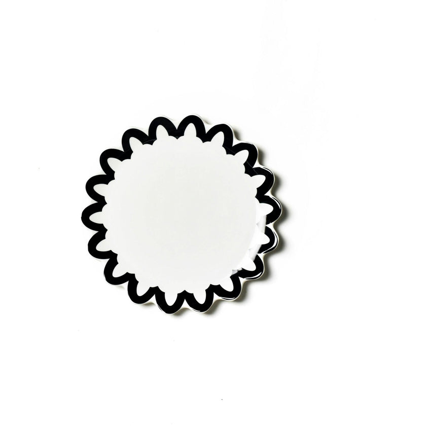 Black Arabesque Trim Scallop Salad Plate