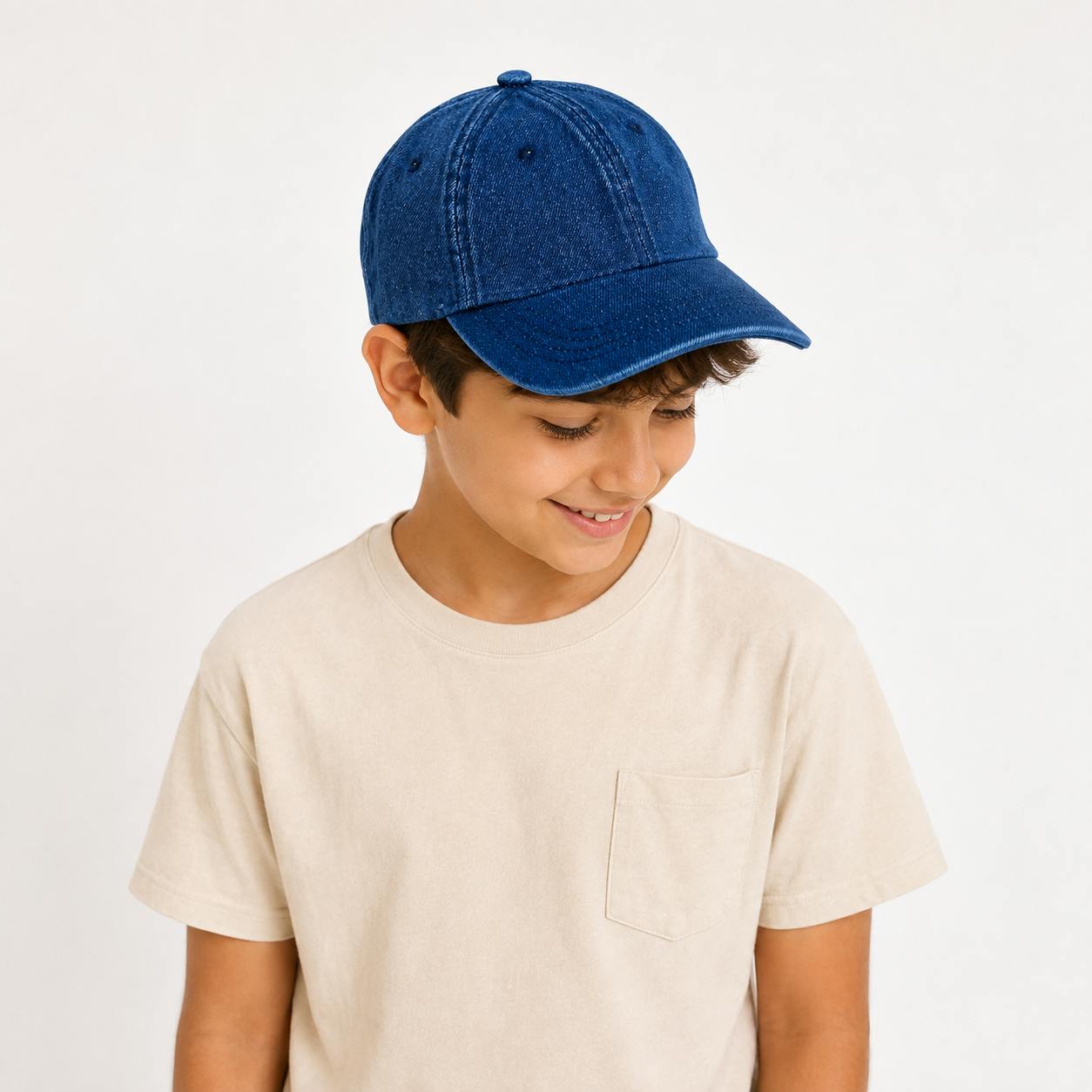 Vintage Wash Denim Baseball Cap for Older Kids