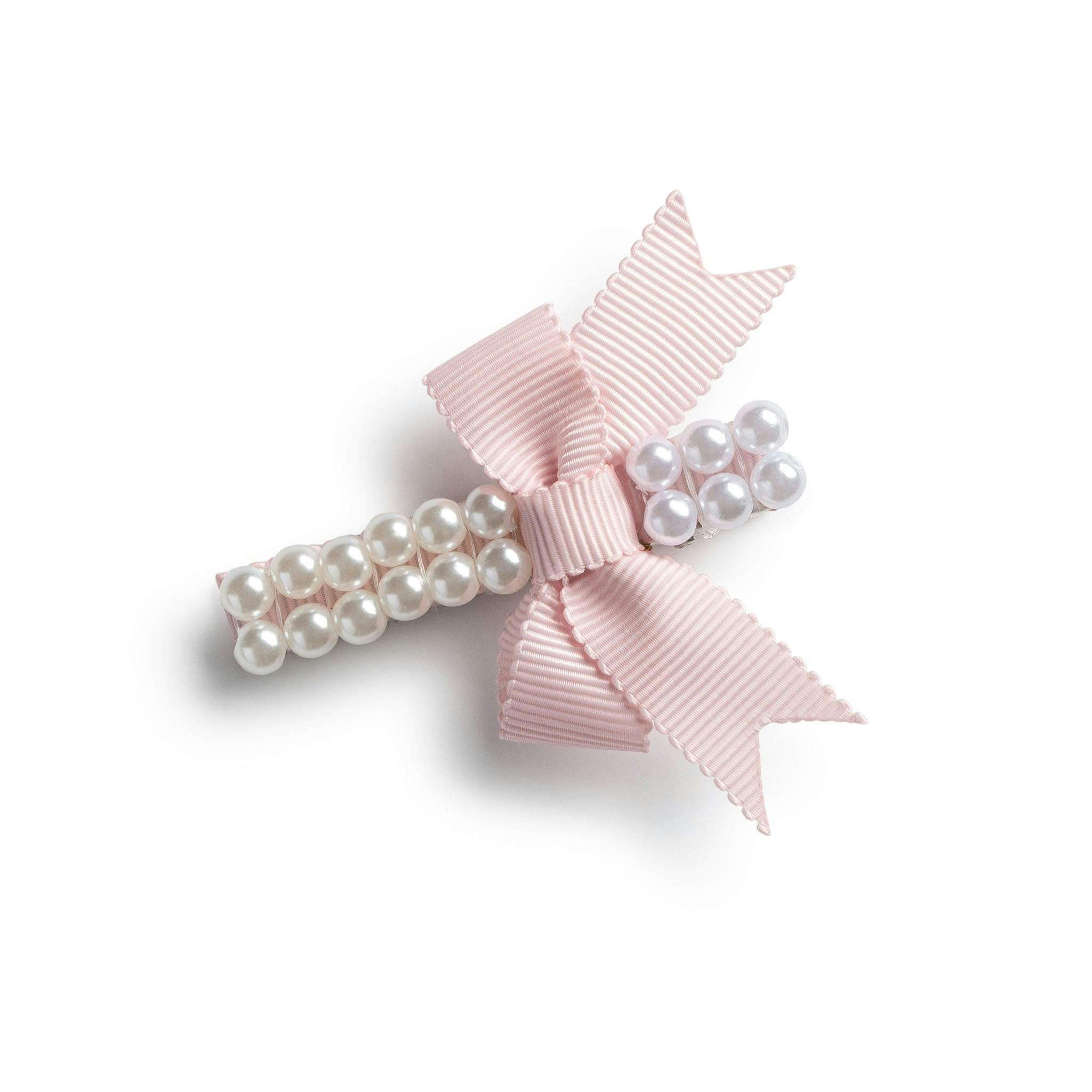 Halo Luxe Molly Double Strand Pearl Grosgrain Bow Clip - Ballet Slipper