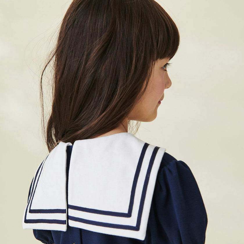 Navy Crisanta Girl Nautical Drop Waist Dress