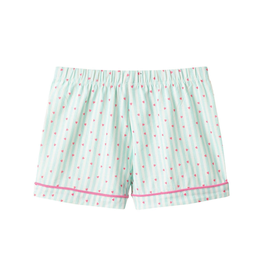 Girls Pink Buttondown Pajama Set |Striped Hearts