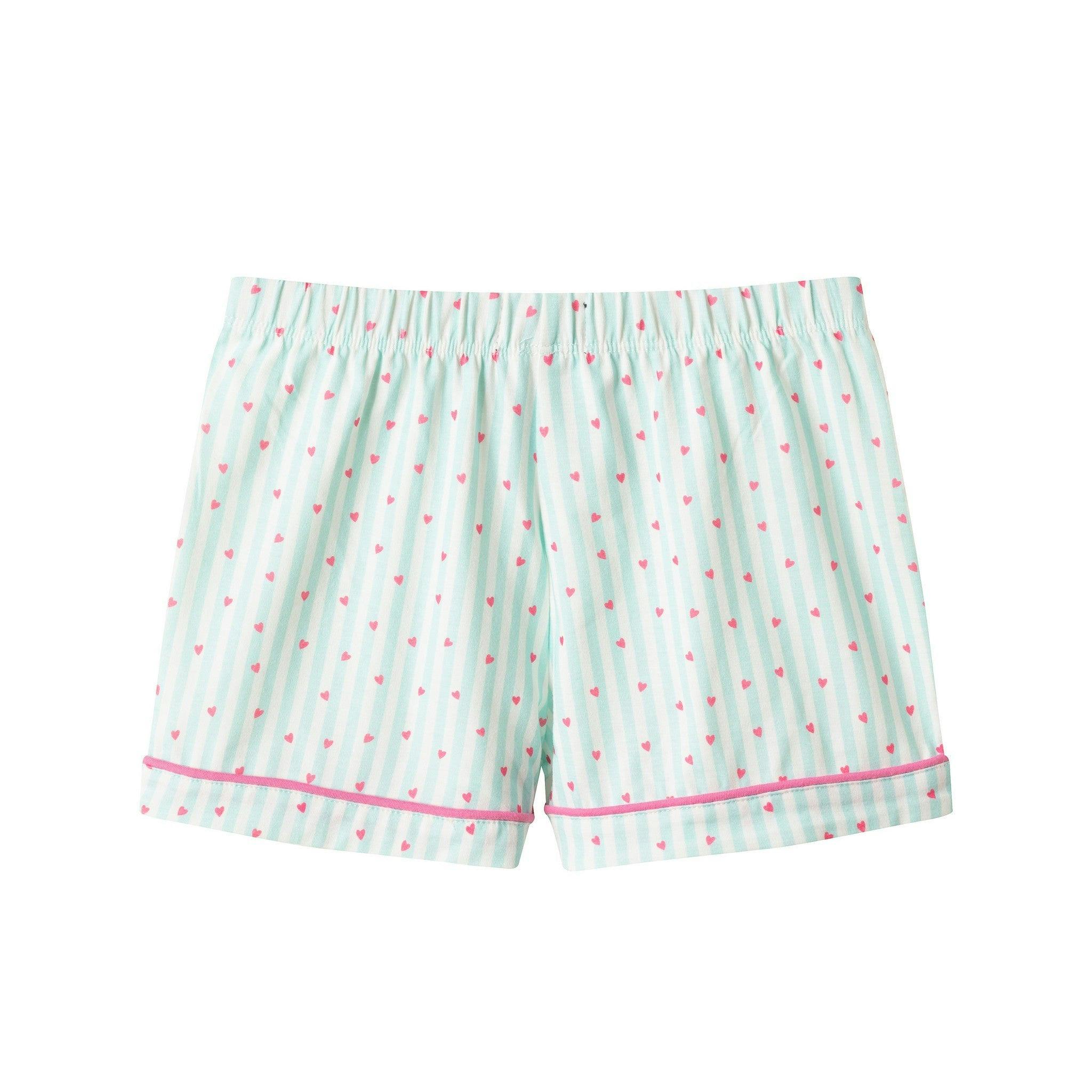 Girls Pink Buttondown Pajama Set |Striped Hearts