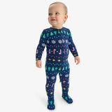Baby organic zip footie in rainbow fair isle