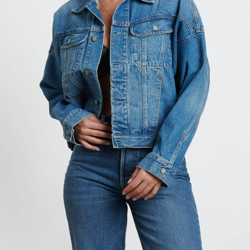 The Ryder Cropped Batwing Sleeve Denim Jacket