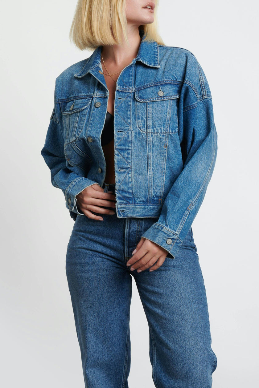 The Ryder Cropped Batwing Sleeve Denim Jacket