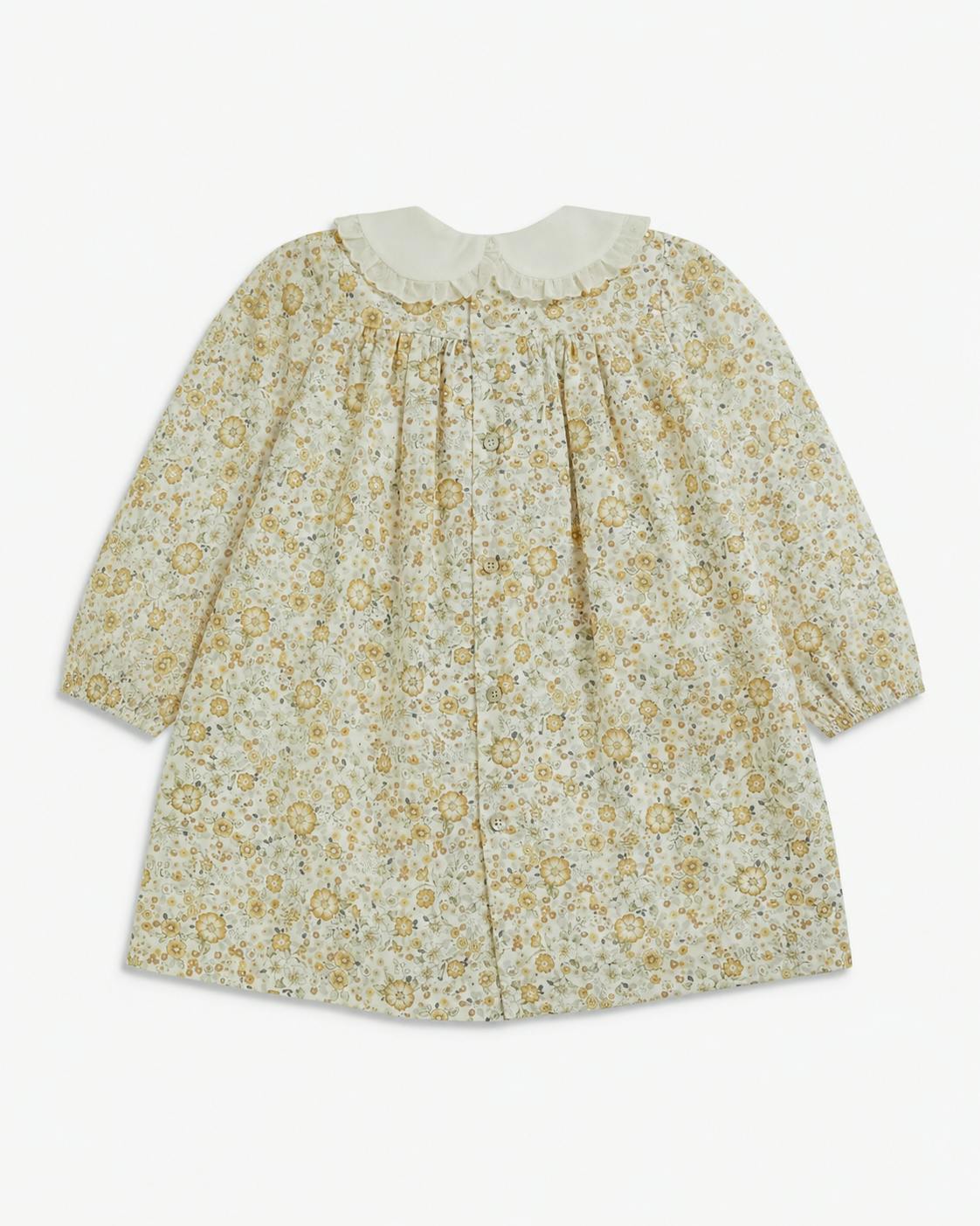 Leela Dress Beige Mustard Floral