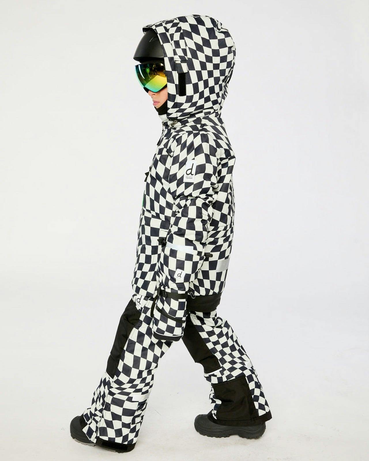 Two Piece Teknik Snowsuit White Checkered Print