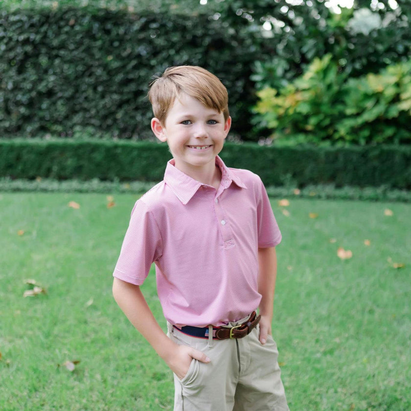 Will Boys' Performance Polo by LH Sport Orange Stripes