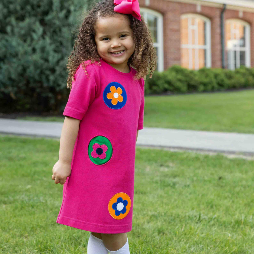 Pique Knit Dress With Flower Dots