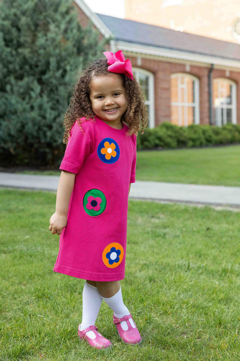 Pique Knit Dress With Flower Dots