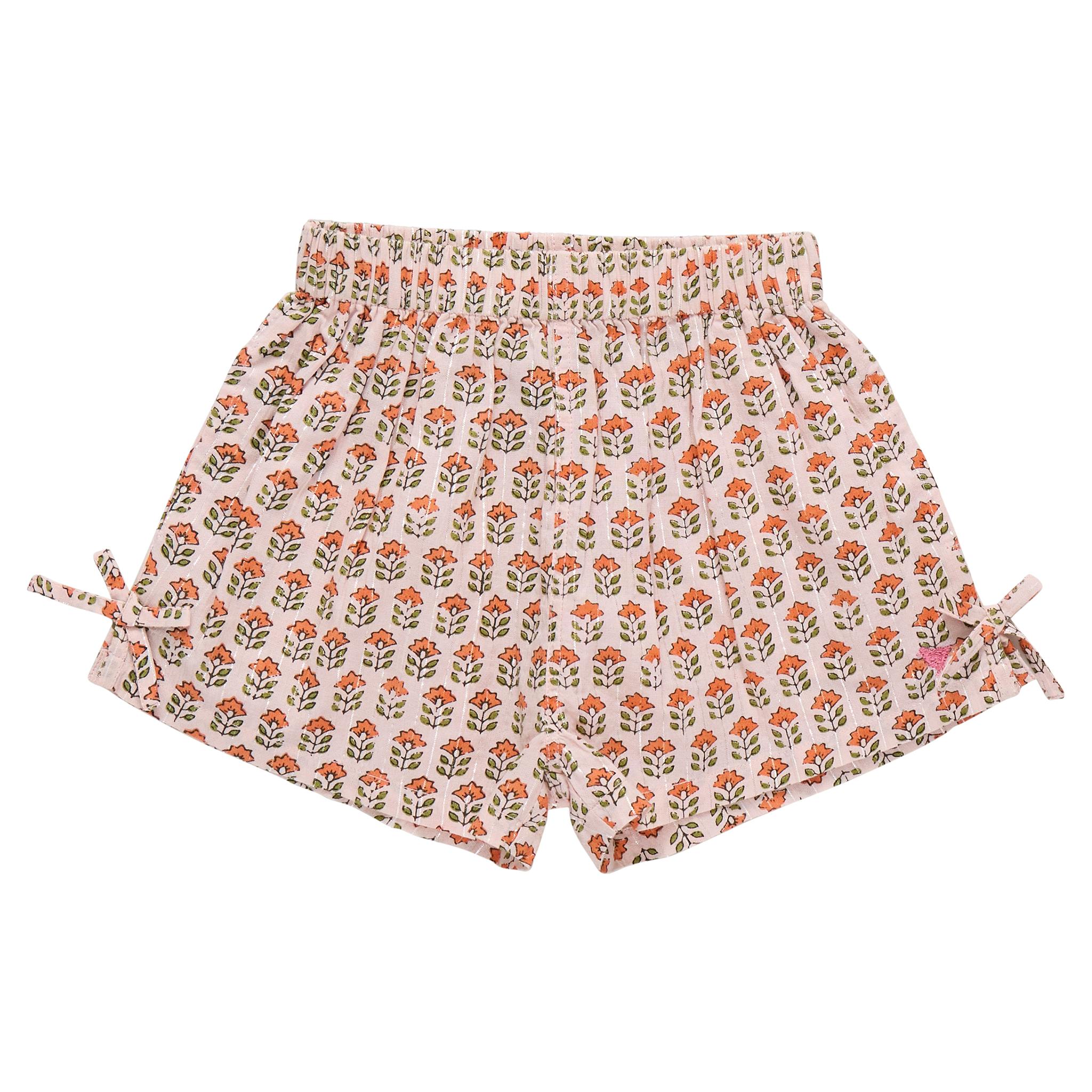 Girls Jules Short - Pink Prairie Block Print
