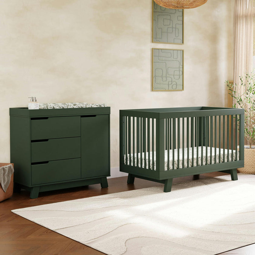 Hudson 3-In-1 Convertible Crib With Toddler Bed Conversion Kit In