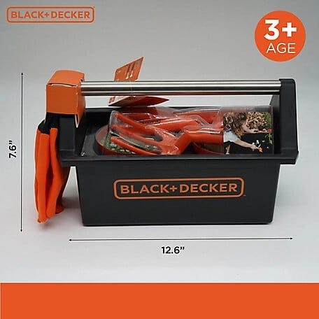 Black and Decker Open Garden Toolbox w/ 8 Piece Garden Tools Set