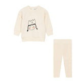 Crown Print Ribbed Elastic Waist Top and Leggings Two Piece Set