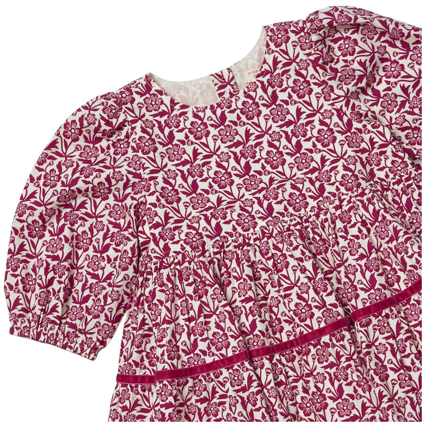 Girls Maribelle Dress - Burgundy Climbing Floral