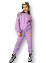 Bright Smiley Fuzzy Sweatshirt And Pant Set