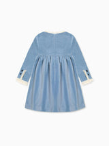 Dusty Blue Esther Velvet Girl Dress