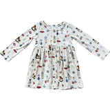 Long Sleeve Henley Dress Christmas Dogs