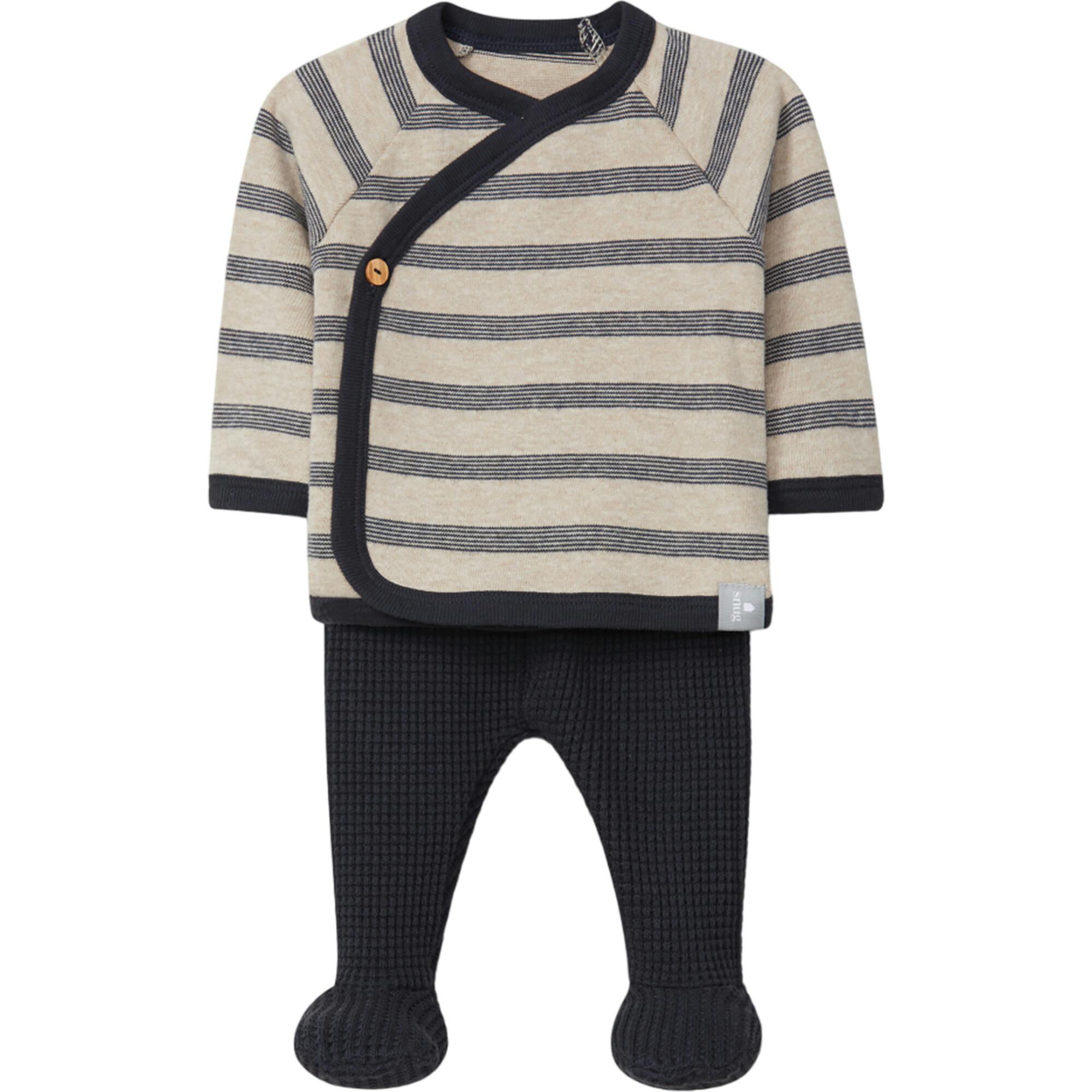 Striped Long Sleeve Kimono and Footie Set