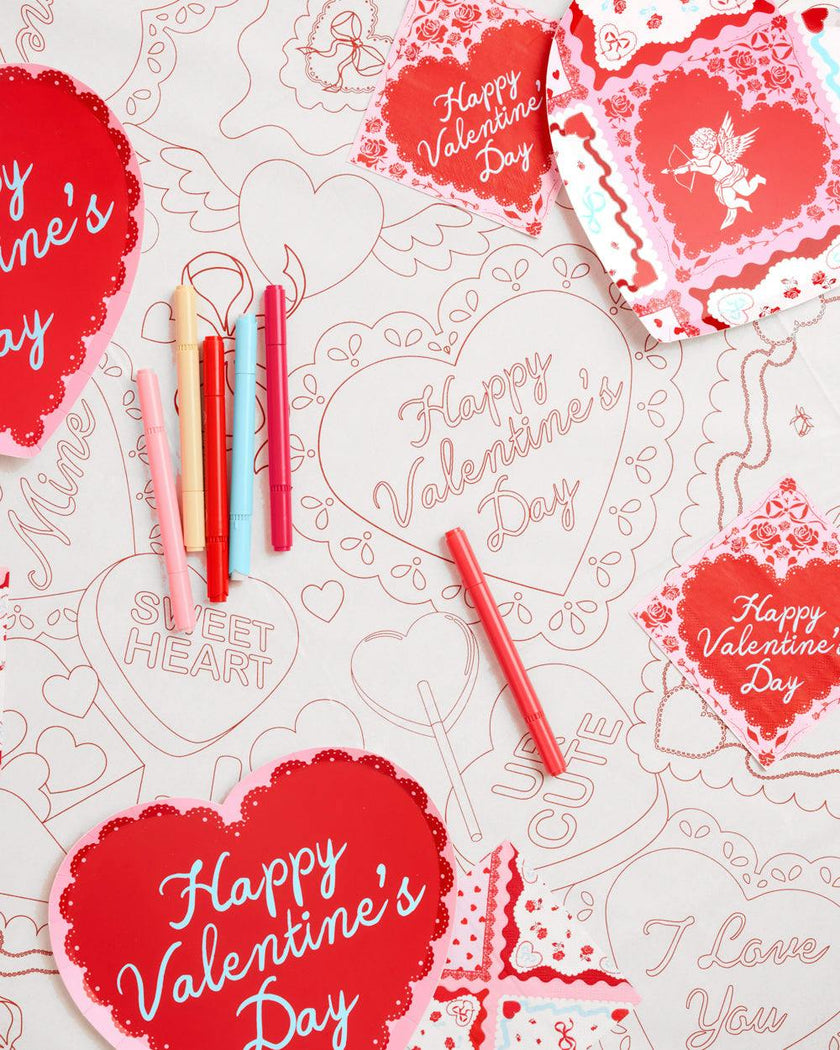 Be Mine Coloring Tablecloth - paper tablecloth