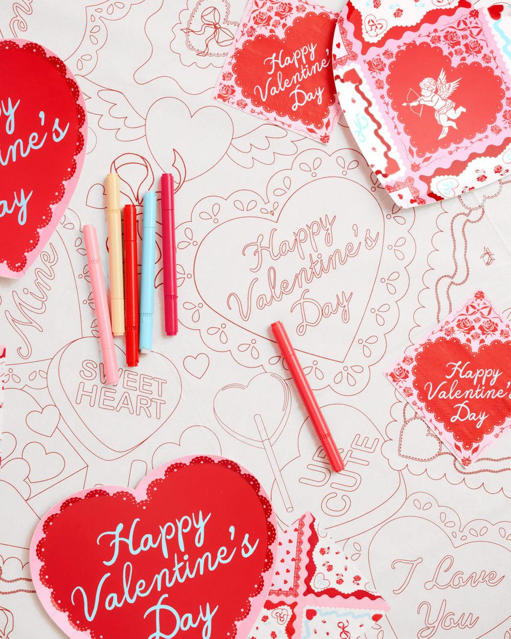 Be Mine Coloring Tablecloth - paper tablecloth