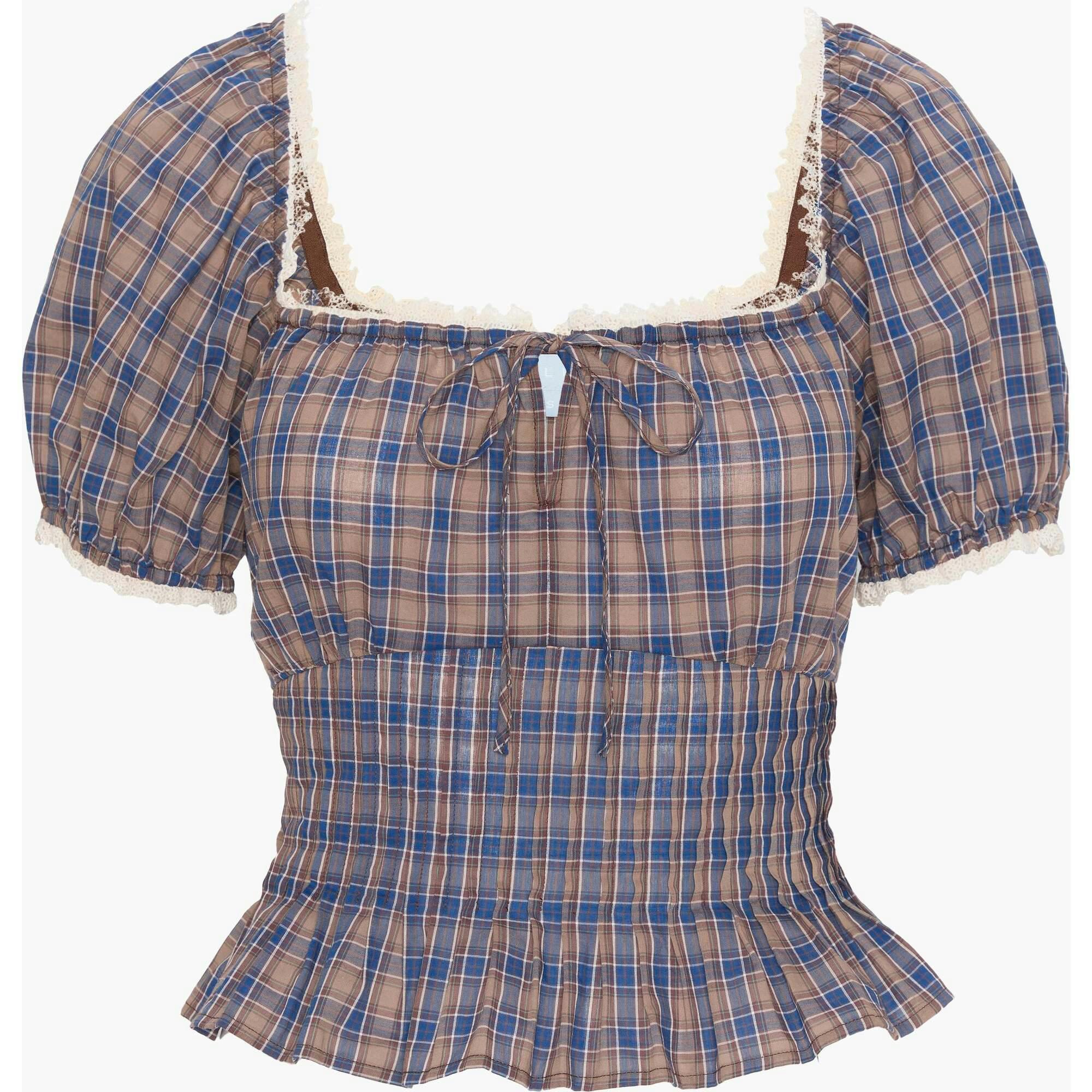 The Paulina Top - Brown Spencer Plaid
