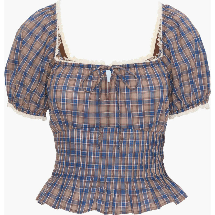 The Paulina Top - Brown Spencer Plaid